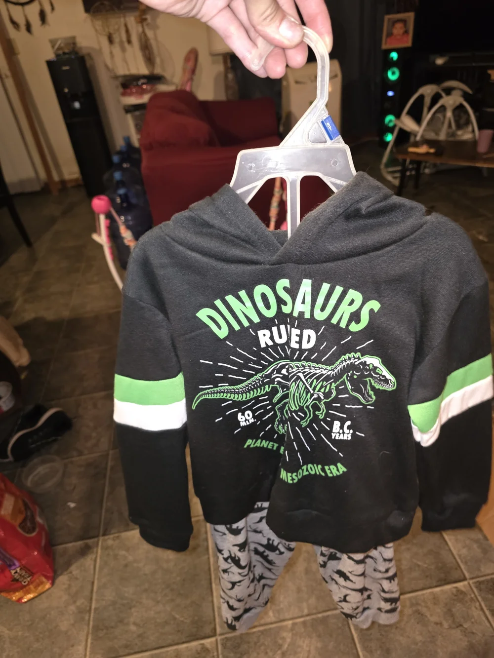 Swiggles Black, Green & White 'Dinosaurs Roar' Hooded Sweatshirt